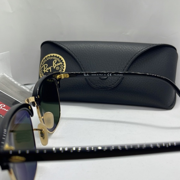 BNWT Ray-ban Club Master RB3016 Black/Gold Green Lenses sunglass - Picture 7 of 9